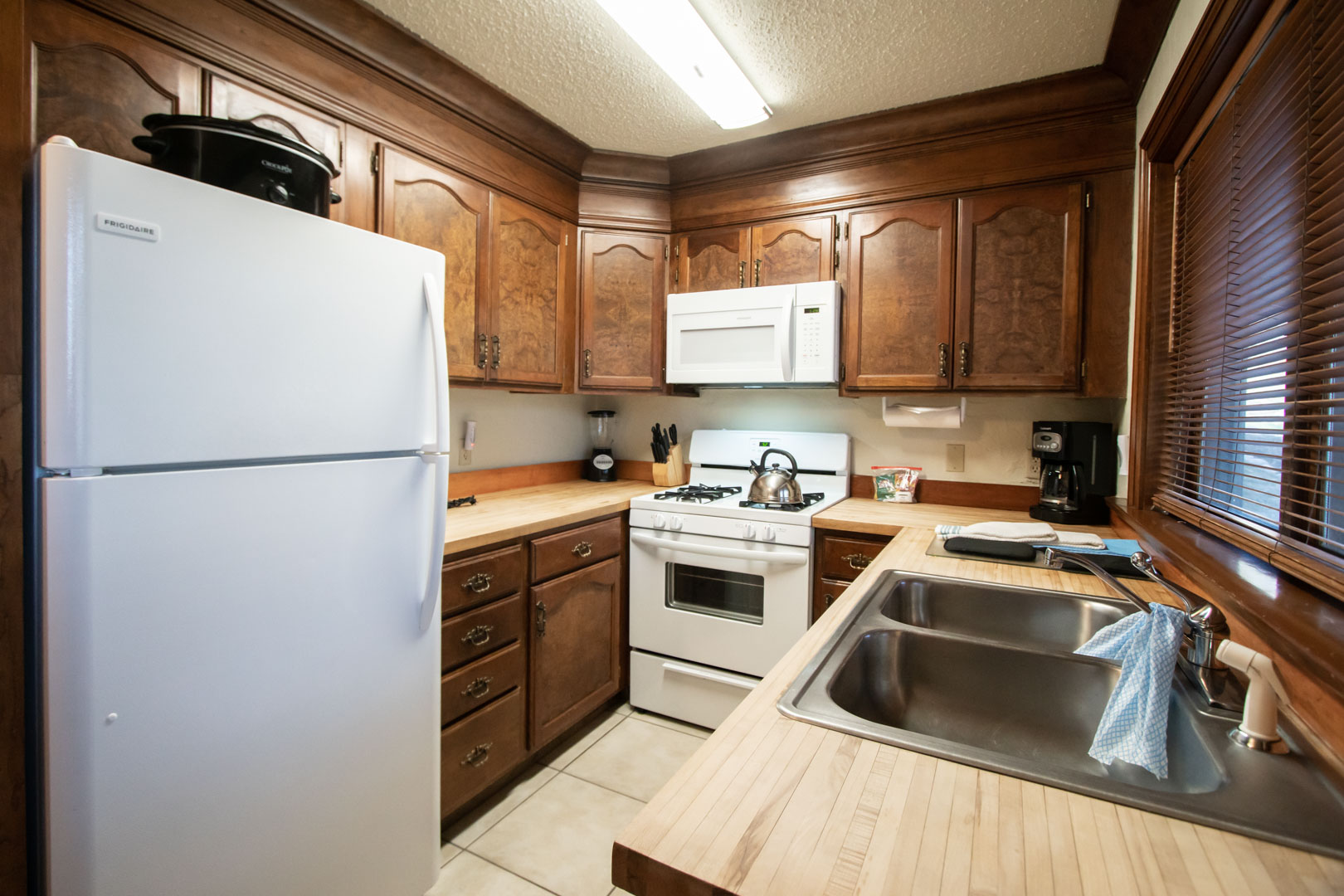 A fully equipped kitchen at VRI's Sunburst Resort in Steamboat Springs, Colorado.